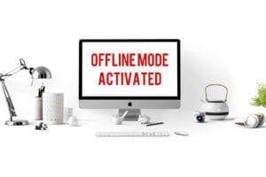 Computer with Offline Mode Activated Text
