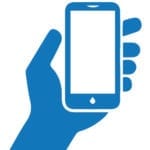 Cell phone and hand icon