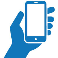 Cell phone and hand icon