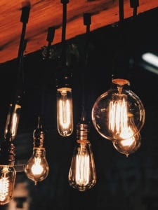 Various light bulbs hanging