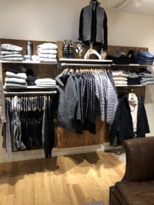 Coats hanging in Indigo store