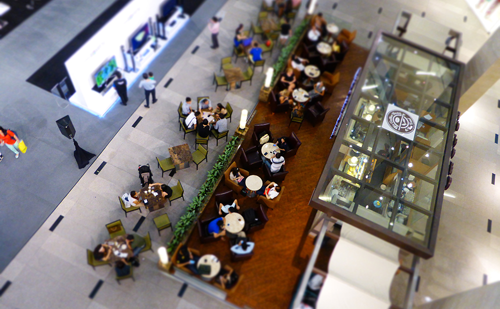 Top down view of a cafe
