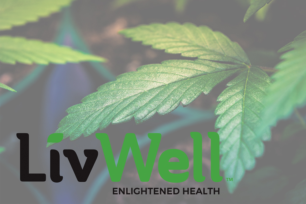 LivWell logo overlay on cannabis plant image
