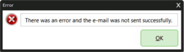 There was an error and the email was not sent successfully