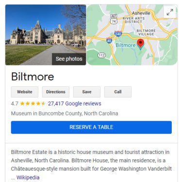 Biltmore Estate Google Business Profile