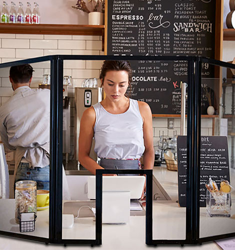 Barista behind a Guardiant Shield