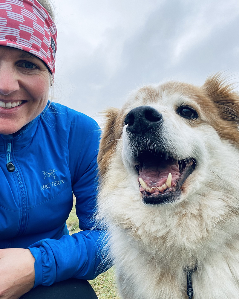 Jill and her dog out for a morning walk.